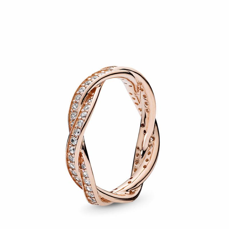 Pandora Sparkling Twisted Lines Stackable Ring Online NZ, Pandora Rose™ (217368-JCV)